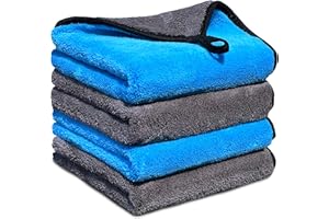 WEST BROS Microfiber Car Drying Towels 16x16 - Premium Autofiber Towels for Cars - Professional Detailing Auto Towel Water Absorber - Rapid Dry Wash Car Cleaning Cloth Micro Fiber 16x16 4-Pack