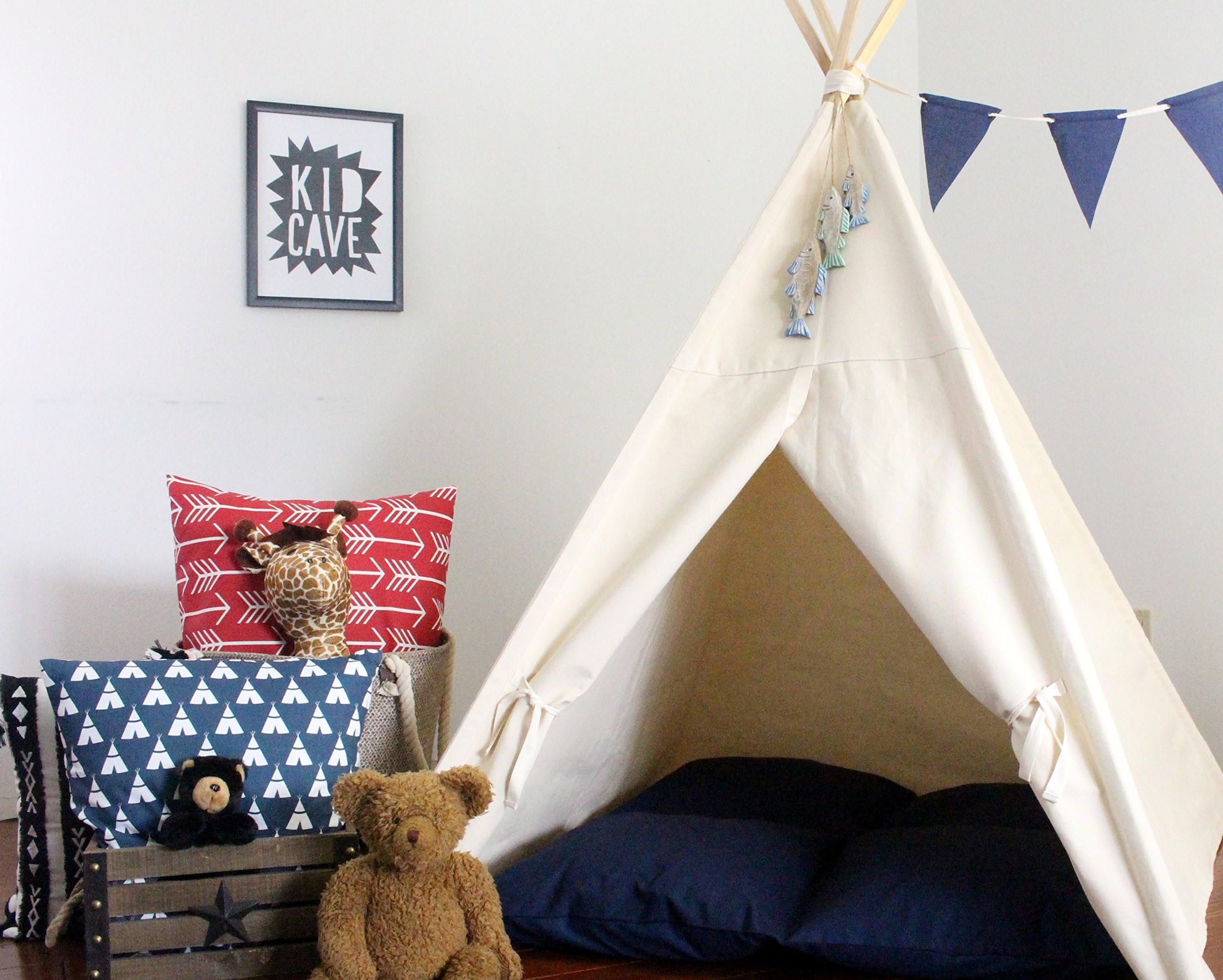 Heavy Canvas Teepee Play Tent, Large Play Tee Pee, Closes Completely, Secret Hiding Place, Heavy Fabric, Fort, Wigwam, Playhouse