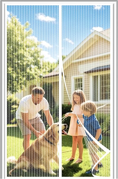 DIKER Fly Screen Door Mesh 75x210cm White Magnetic Curtain