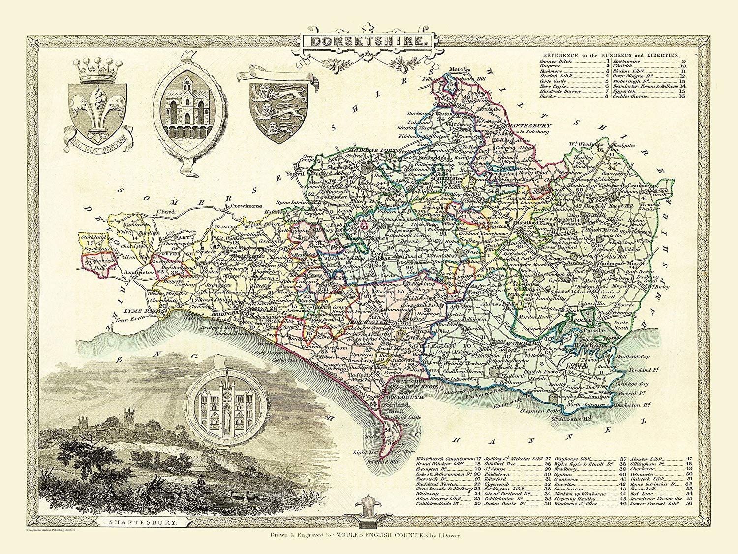 Old Map of Dorsetshire 1836 by Thomas Moule 1000 Piece Jigsaw Puzzle (jg)