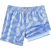 APTRO 2 in 1 Boy's Swim Trunks Quick Dry Kids Bathing Suits Zipper Pockets Board Shorts 5-16Y