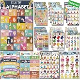 YIYDONG 24 Boho American Sign Language Posters for Kids, Babies &amp; Toddlers, ABC ASL Flash Cards, Classroom Decor