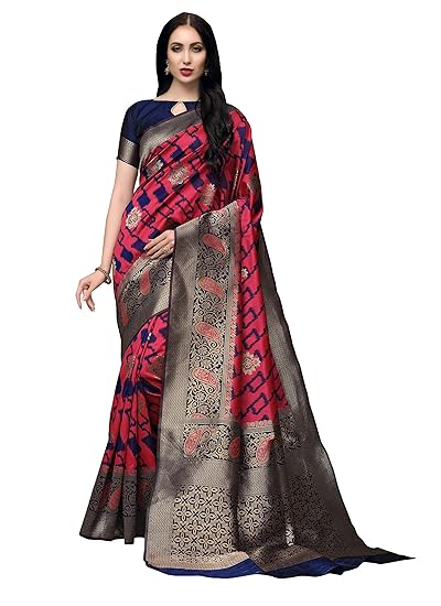 COTTON SHOPY Womens Banarasi Silk Blend Saree With Blouse Piece (Cott-903_Multicolored)