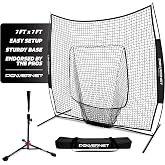 PowerNet Baseball Softball Practice Net 7x7 with Baseball Accessories for Practice Pitching, Batting &amp; Fielding, Ball Caddy, Weighted Baseballs, Tee
