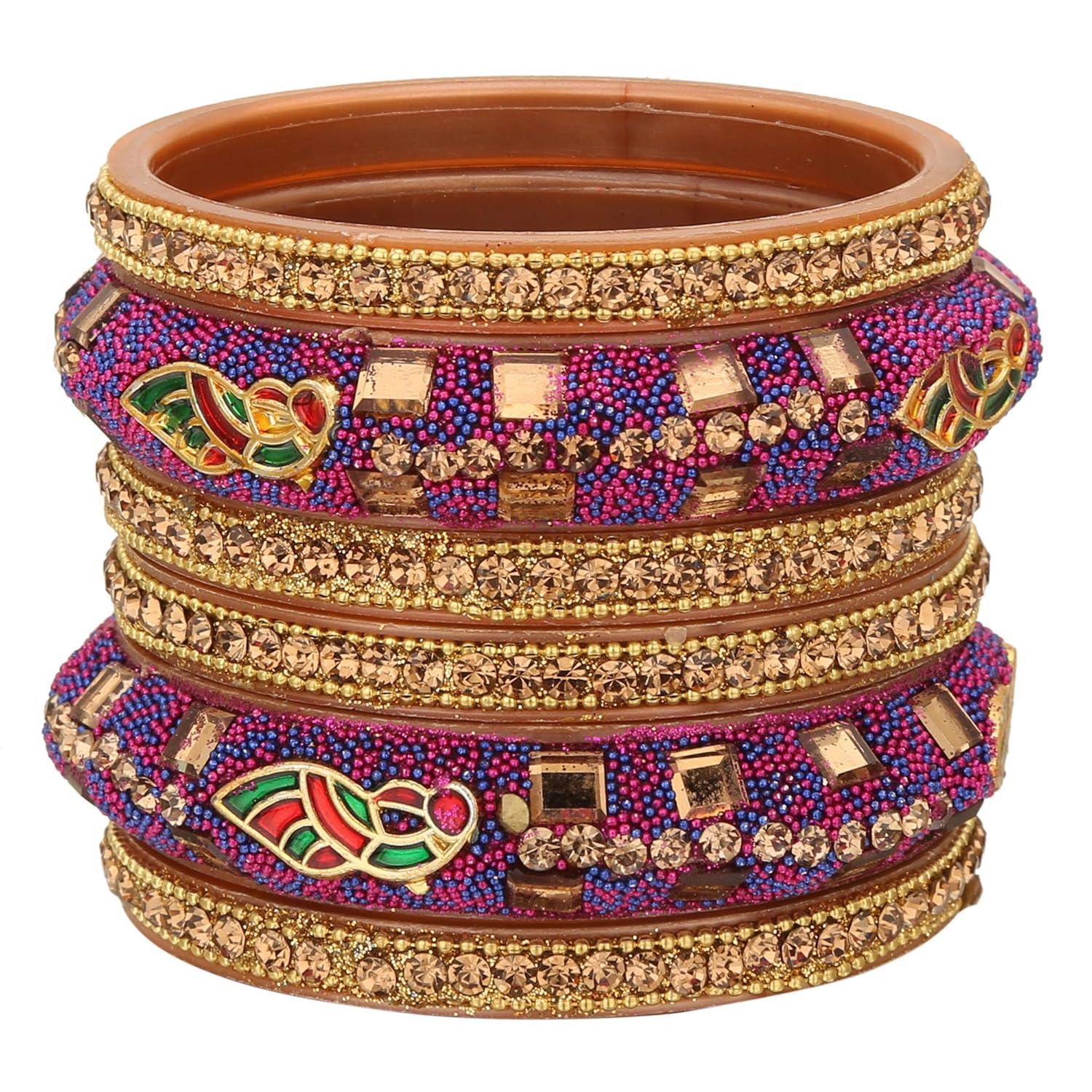 Buy Chudi Bazaar Traditional Bangles For Women Kada Chudi Set Mountbatten Pink Color With Peacock Bangdi Kada With Chudi At Amazon In