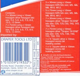 Draper Expert T55 Torx Socket Bit - 140mm 1/2 Inch Drive Star Screwdriver Bit