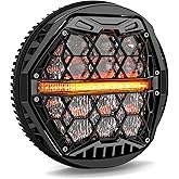 DOT Approved 5-3/4" 5.75 Inch LED Headlight with Amber DRL Compatible with Dyna Street Bob Super Wide Glide Low Rider Night Rod Train Softail Deuce Custom Sportster Iron 883,Black