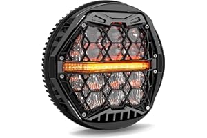 LX-LIGHT DOT Approved 5-3/4" 5.75 Inch LED Headlight with Amber DRL Compatible with Dyna Street Bob Super Wide Glide Low Rider Night Rod Train Softail Deuce Custom Sportster Iron 883,Black