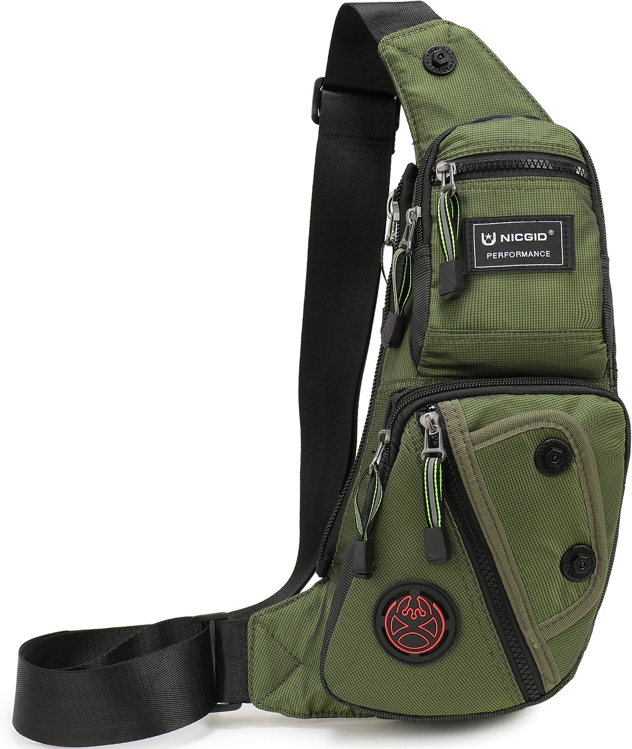 Nicgid Sling Bag Chest Shoulder Backpack Fanny Pack Crossbody Bags for Men(Army green)