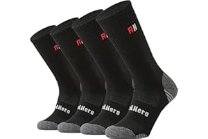 RedHero Men's Merino Wool Cushion Crew Socks for Outdoor Hiking Trekking Hike Soft Cozy Thermal Fit Moisture Control