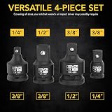 LEXIVON LX-112 Impact Socket Adapter Reducer Set of 4 1/2 to 1/4 view 3