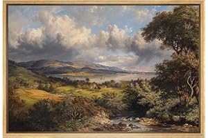 SIGNWIN Framed Canvas Print Wall Art Clouds Over Retro Countryside Nature Wilderness Modern Art Decorative Contemporary for Living Room, Bedroom, Office - 24"x36" NATURAL