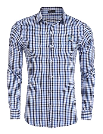 Burlady Herren Hemd Karriert Trachtenhemden Regular Fit Langarm Männer Freizeithemden Karohemden Plaid Shirt Oberteil Oktober