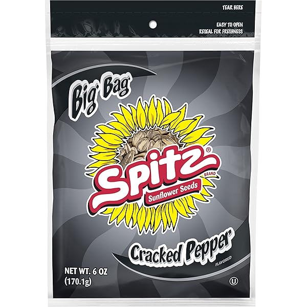 SPITZ SUNFLOWER SEEDS, CRACKED PEPPER, 6OZ BAG