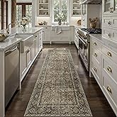 PureCozy Brown Runner Rug 2x8 Vintage Area Carpet Hallway Long Indoor Kitchen Washable Living Room Low Pile Traditional Distressed Retro Accent Throw Rug Non Slip Laundry Bathroom Office Dining Room