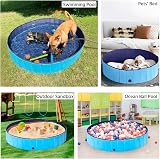 Yaheetech PVC Foldable Dog Paddling Pool 140x30cm Blue Portable Bath Tub view 2