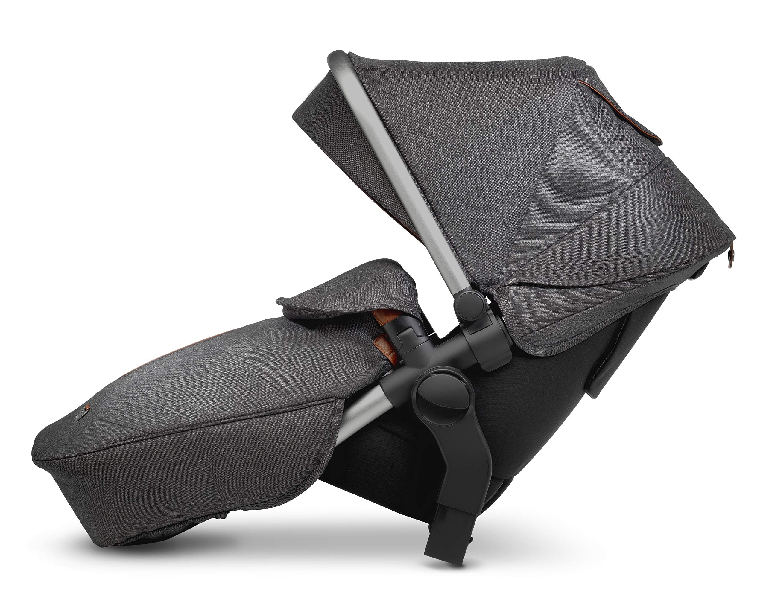 Silver Cross Wave Tandem Baby to Toddler Seat Unit, Reclining Pushchair Accessory with Fully Extendable Hood and Apron, Lies Flat – Granite