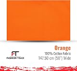 FT Fashion Track Orange Cotton Fabric by the Metre 58in 147.5cm Wide view 2