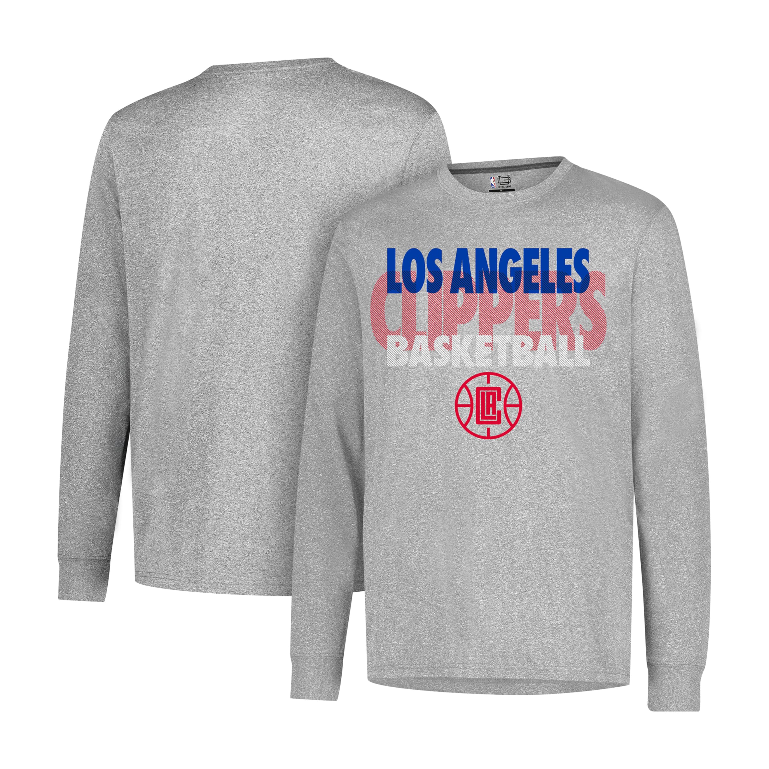Ultra Game NBA Official Men’s Super Soft Supreme Long Sleeve T-Shirt - Unisex, Los Angeles Clippers, Heather Gray, Medium Image