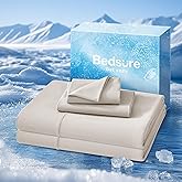 Bedsure Cooling Sheets Queen Size, Cooling Bed Sheets for Hot Sleepers, Chill Cool Sheet, Deep Pocket Up to 18 Inches, Soft & Breathable Queen Sheet Set, 4 Pieces, Beige