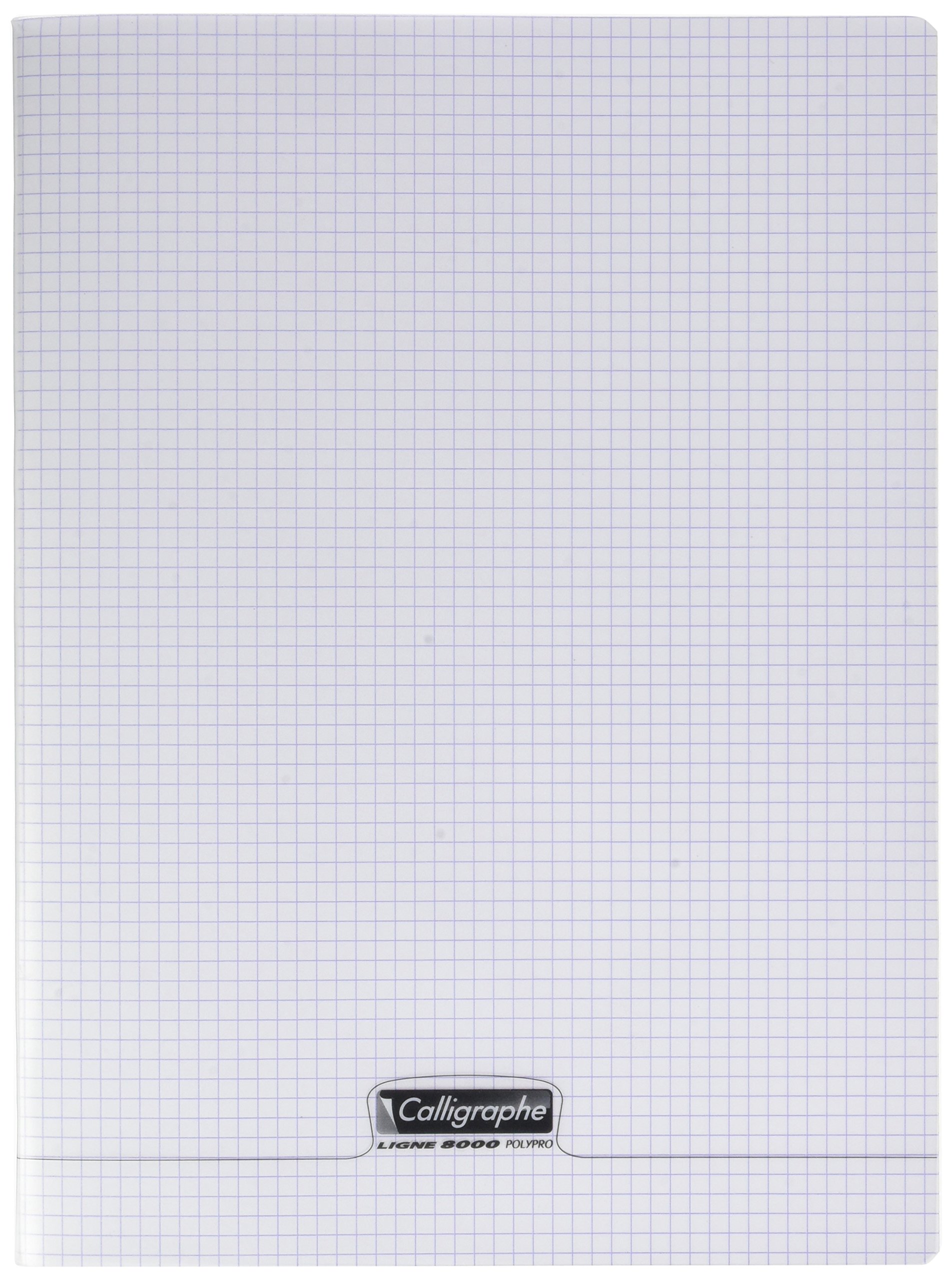 Calligrapher 18391C A Clear+C343 Stapled Notebook (a Clairefontaine Brand) - 24x32 cm - 192 Small Squared Pages - 90 g White Paper - Transparent Polypro Cover