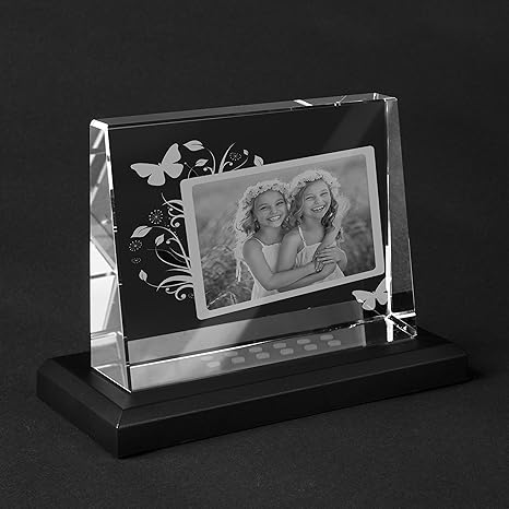 Personello® Glasfoto mit Licht beleuchtet, Glaskristall mit Bilderrahmen Collage, originelles Fotogeschenk zum Geburtstag der