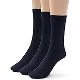 Silky Toes Mens Rayon From Bamboo Ribbed Dress Crew Socks 3 or 6 Pairs Calf Socks