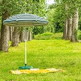Harbour Housewares Green Striped Beach Parasol UPF50+ 1.74m Diameter 1.93m High view 2