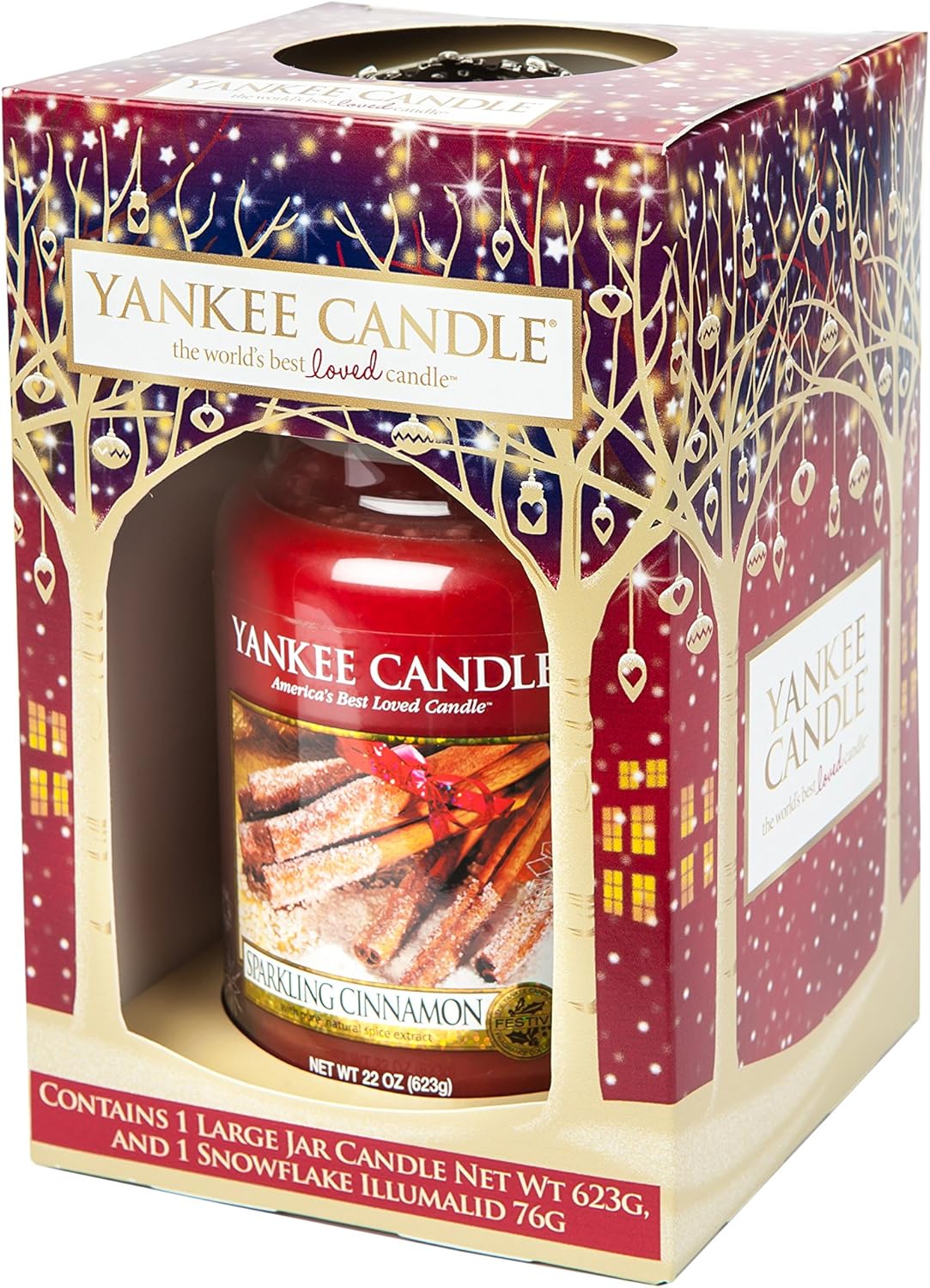 Yankee Candle Sparkling Cinnamon Large Jar + Snowflake Illuma Lid 2015