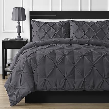 Amazon Com Comfy Bedding 3 Piece Pinch Pleat Comforter Set All