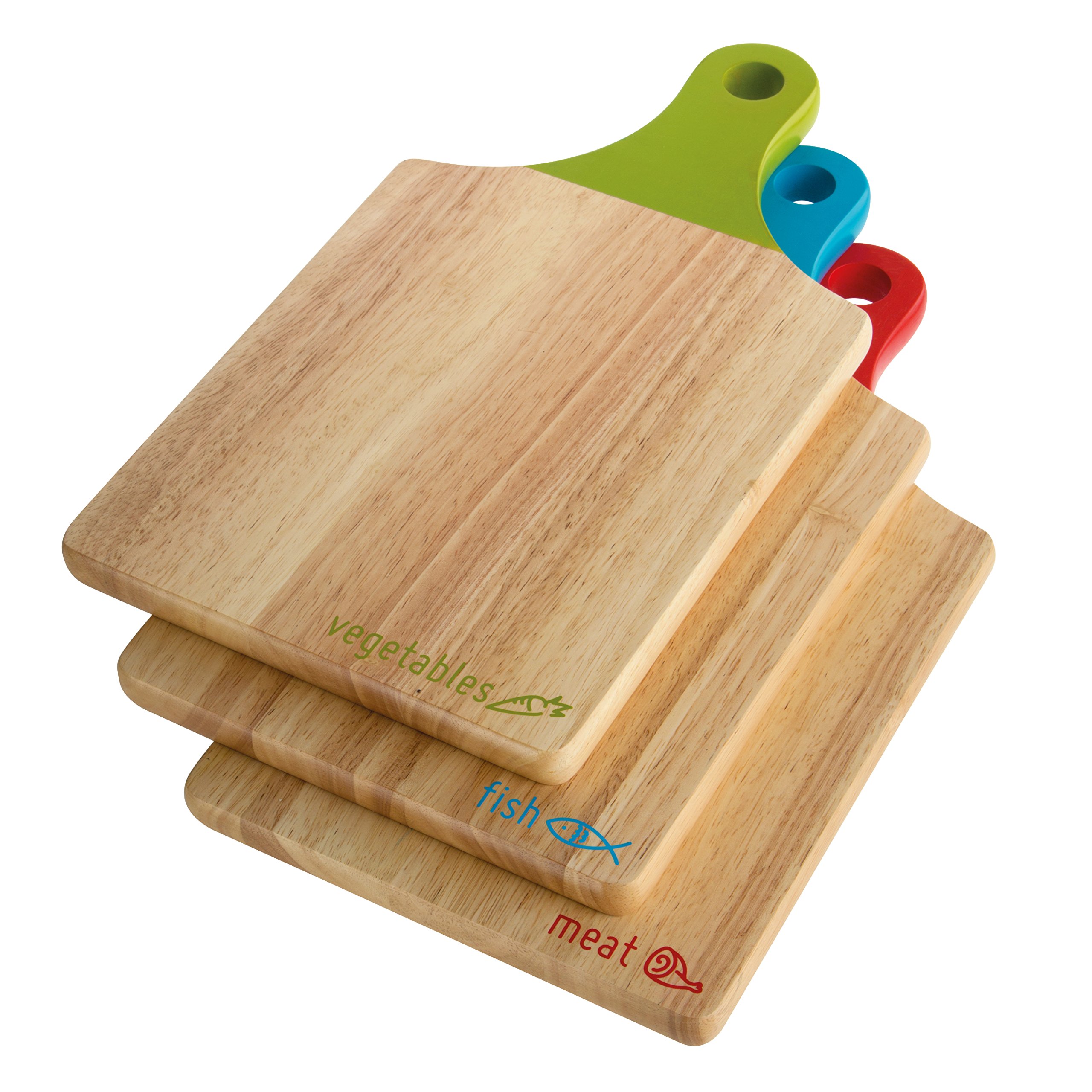 Premier Housewares Wooden Chopping Board Set Rubberwood Coloured Chopping Boards Set Cutting Boards Wood Chopping Board 1.5 x 40 x 22 cm