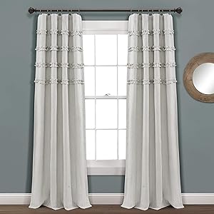 Lush Decor, Gray Vintage Stripe Yarn Dyed Cotton Window Curtain Panel Pair, 84" x 40"