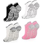 ELUTONG Women's Non Slip Yoga Socks with Grip 4 Pack Anti-Skid Workout Sock for Pilates, Barre, Home,Hospital