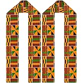 2 Pcs African Hats Kente Scarf Set African Turban Dashiki Cloth Print Kwanzaa Stole Black History Scarf for Men