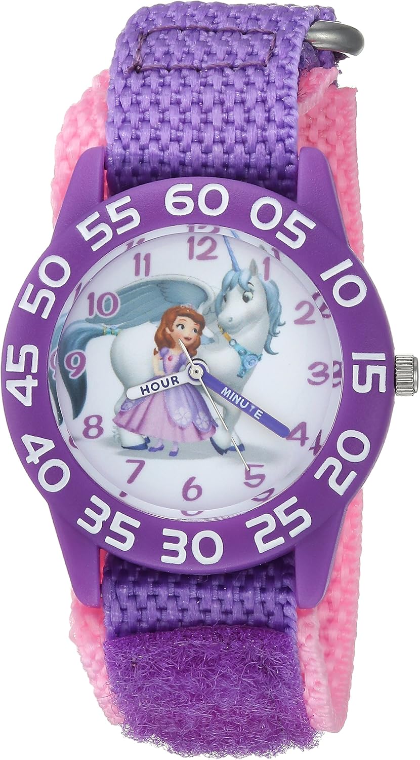 DISNEY Girls Princess Sofia Analog-Quartz Watch with Nylon Strap, Purple, 15 (Model: WDS000264)