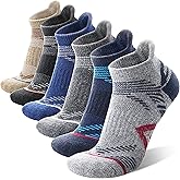 ANTSANG 6 Pairs Merino Wool Ankle Hiking Running Socks Compression Thick Cushion Breathable No Show Socks for Men Women
