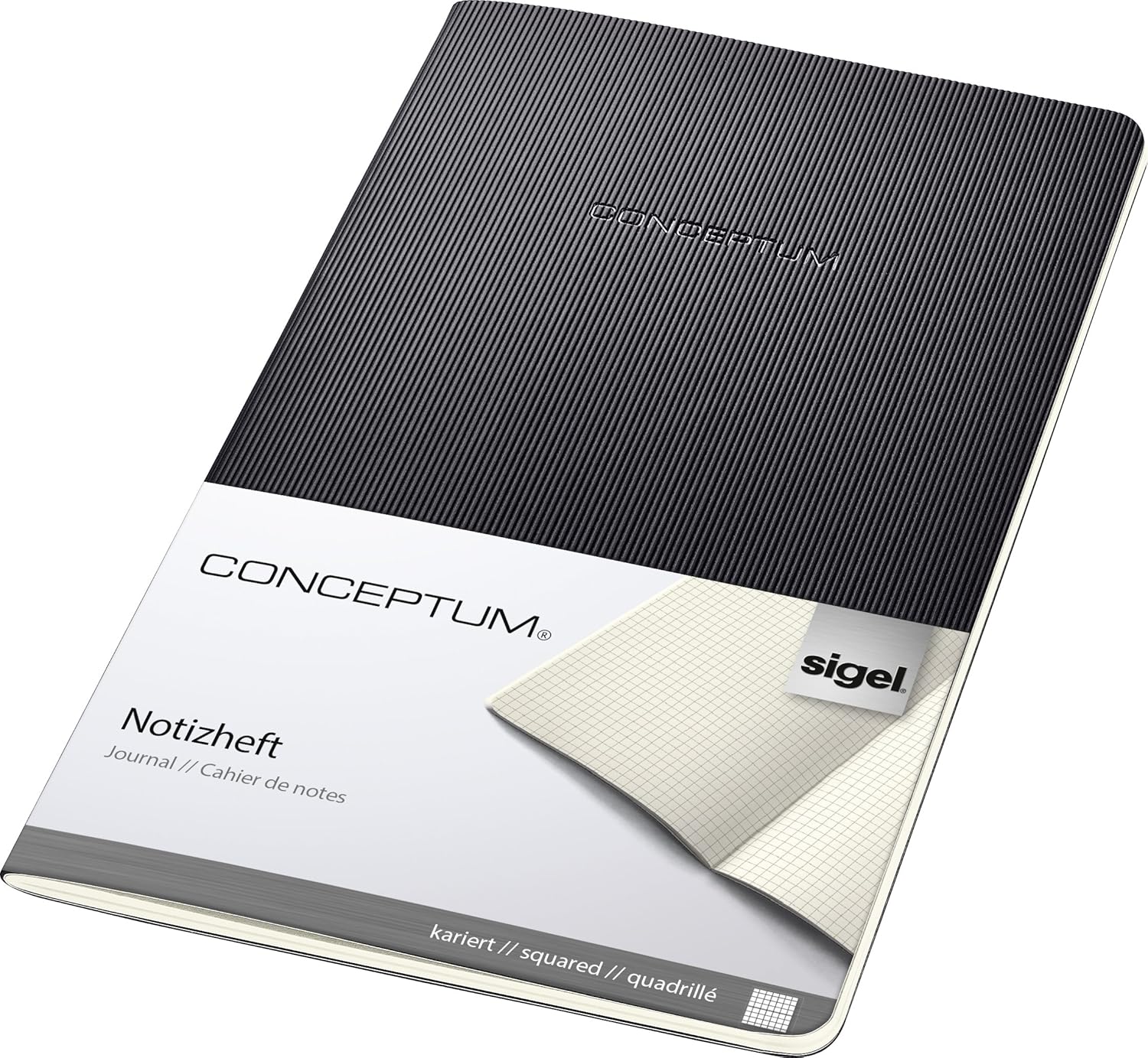 SIGEL CO862 Journal, approx. A5, squaRed, softcover, Black - Conceptum, checked