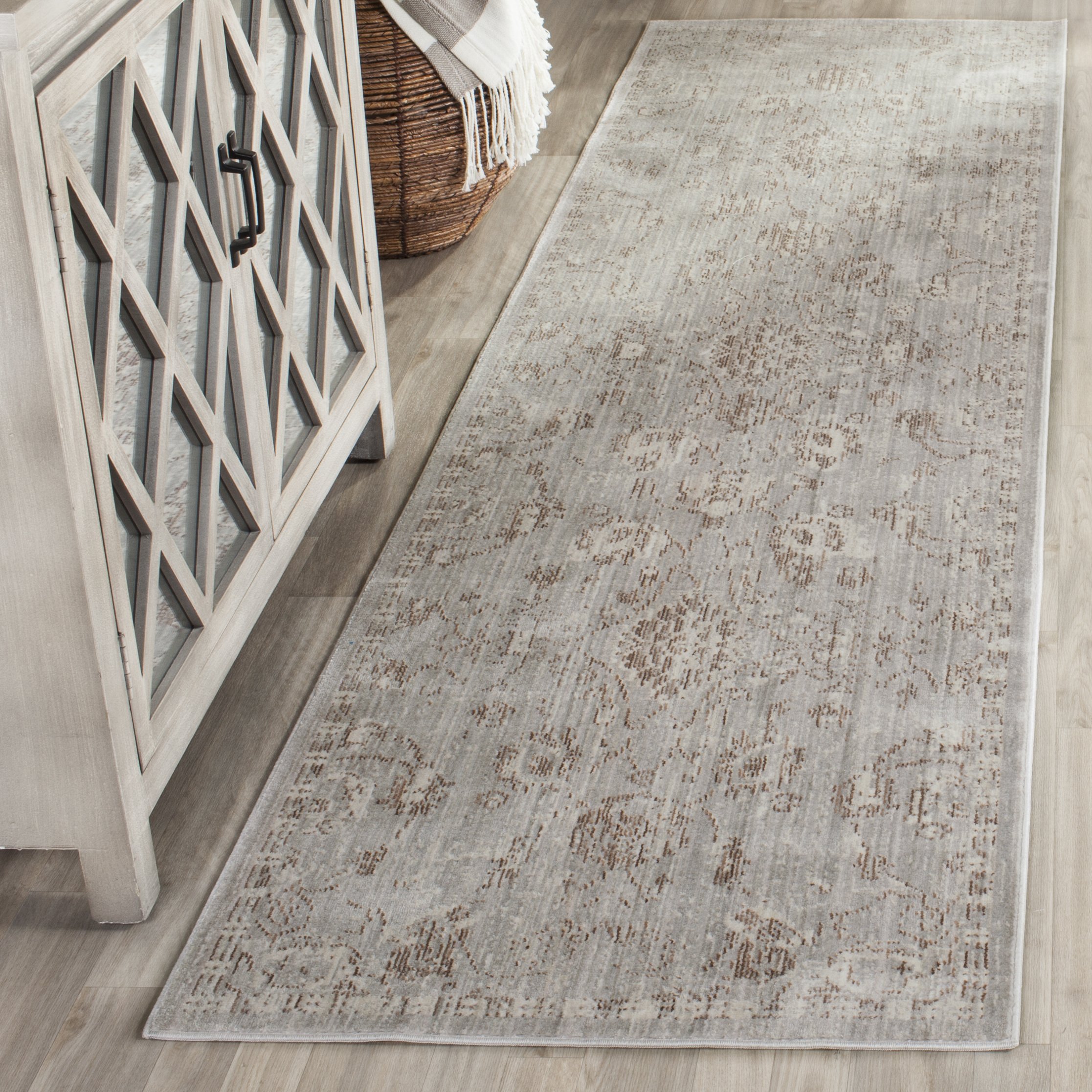 Safavieh Craft Art-Inspired Indoor Woven Runner Area Rug, Valencia Collection, VAL105, in Grey / Multi, 69 X 244 cm for Living Room, Bedroom or Any Indoor Space