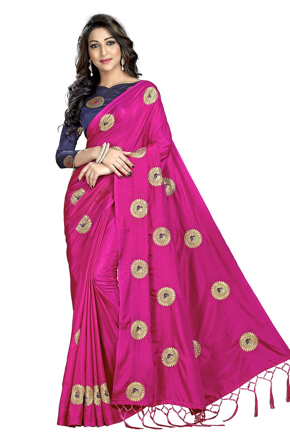 kimisha pink silk embroidered saree with contrast banarasi jacquard blouse