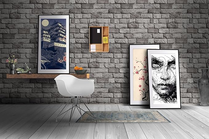 Store2508 Textured Self Adhesive Sticker Wallpaper, Grey Bricks Design, Full Roll (0.53*10 Metres, 57 Square Feet)