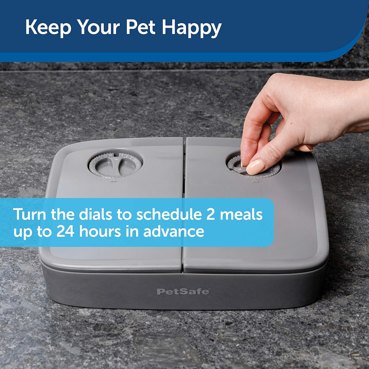 PetSafe 2 Meal Automatic Feeder, Built-in Timers, BPA Free Food Bowl, Suitable for Dry Food,Grey - Image 4