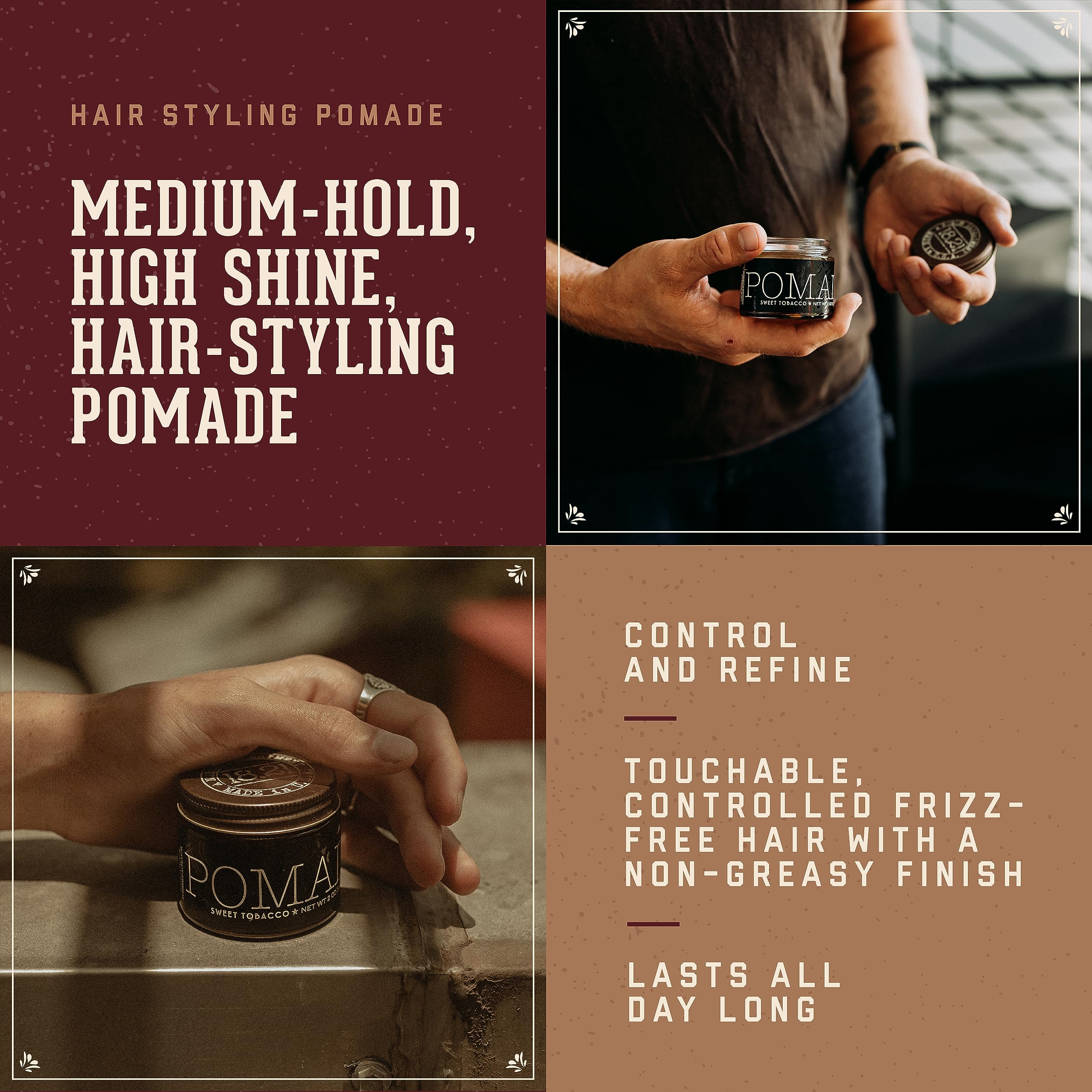 18.21 Man Made Hair Styling Products Pomade, Wax, Clay & Paste, 2 oz