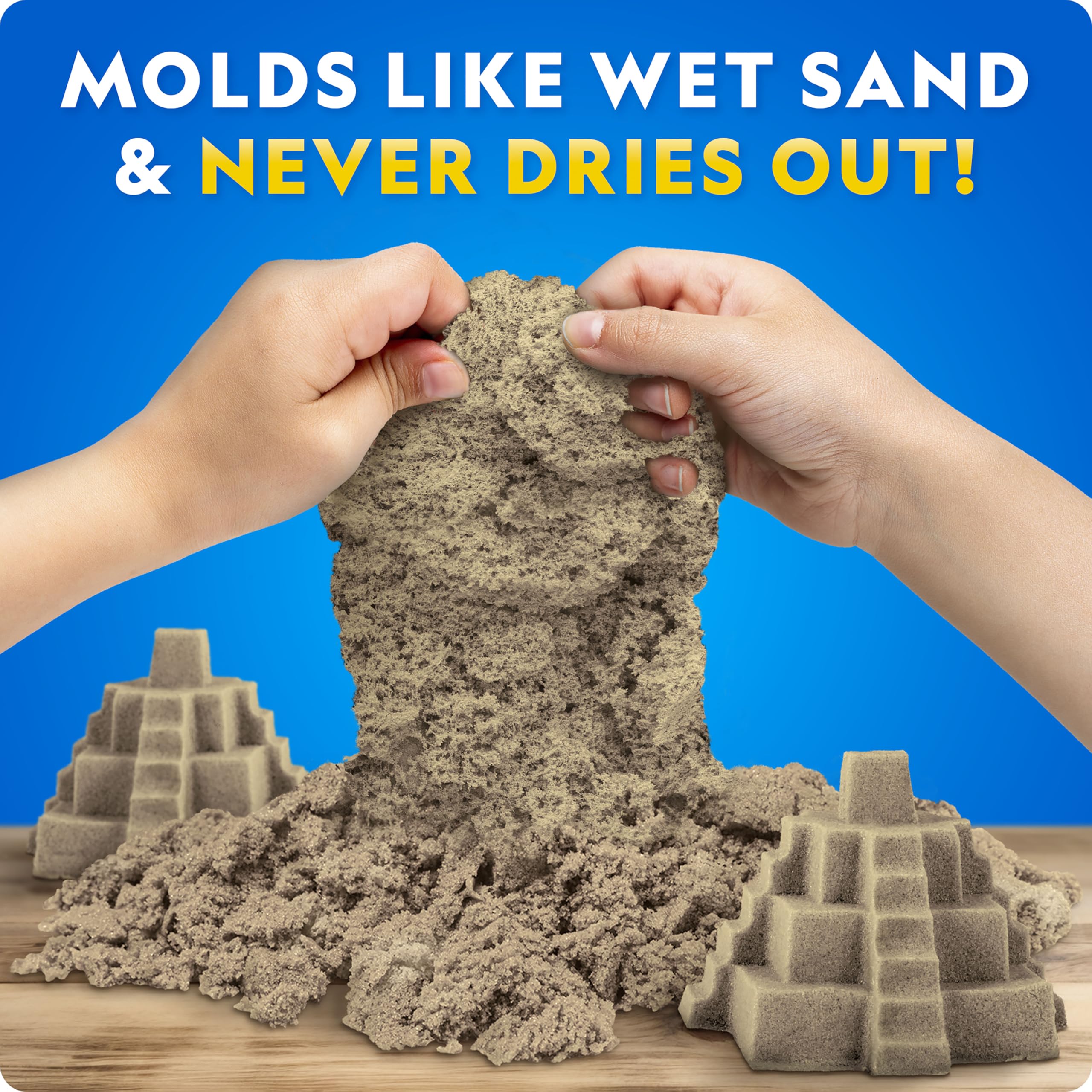 Blue Marble National Geographic Moon Sand - 12 Lbs. with Castle Molds (Natural) - A Fun No Mess Sensory Activity, Kids Fake Sand Play Set, Sensory Bin Filler