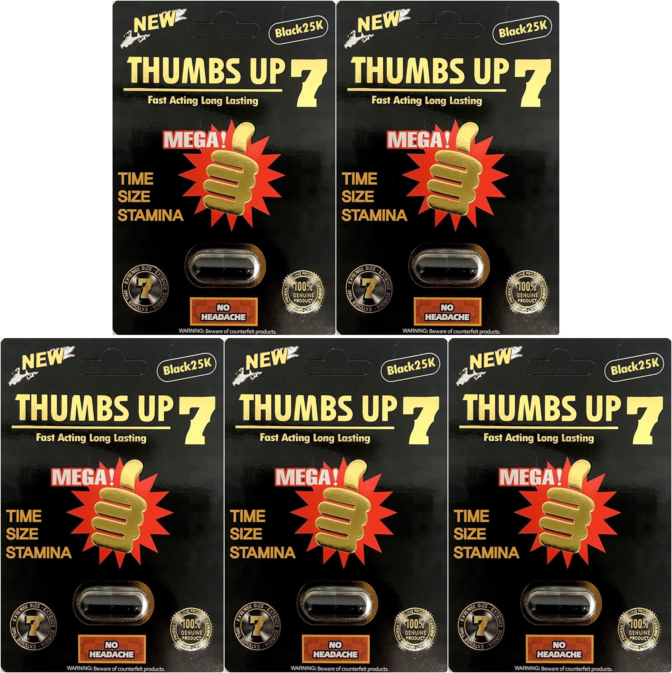 Thumbs Up 7 5 Pills Male Sexual Performance Enhancement%100 Authentic (Black, 5 Pill)