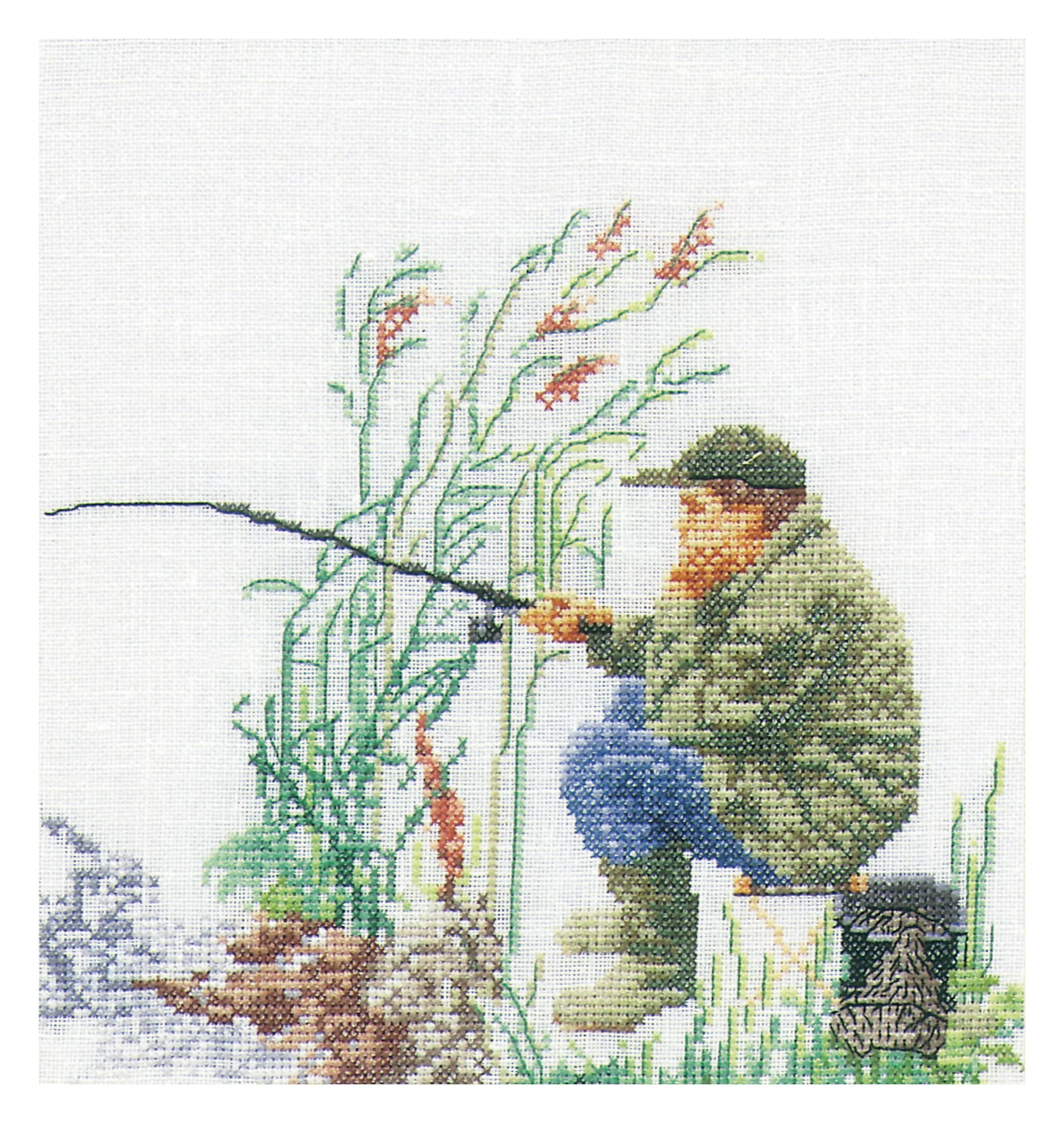 Thea Gouverneur - Counted Cross Stitch Kit - Fishing - Aida - 18 Count - Embroidery Kit for Adults - DMC Embroidery Threads and Other Cross Stitch Supplies Included - 3034A