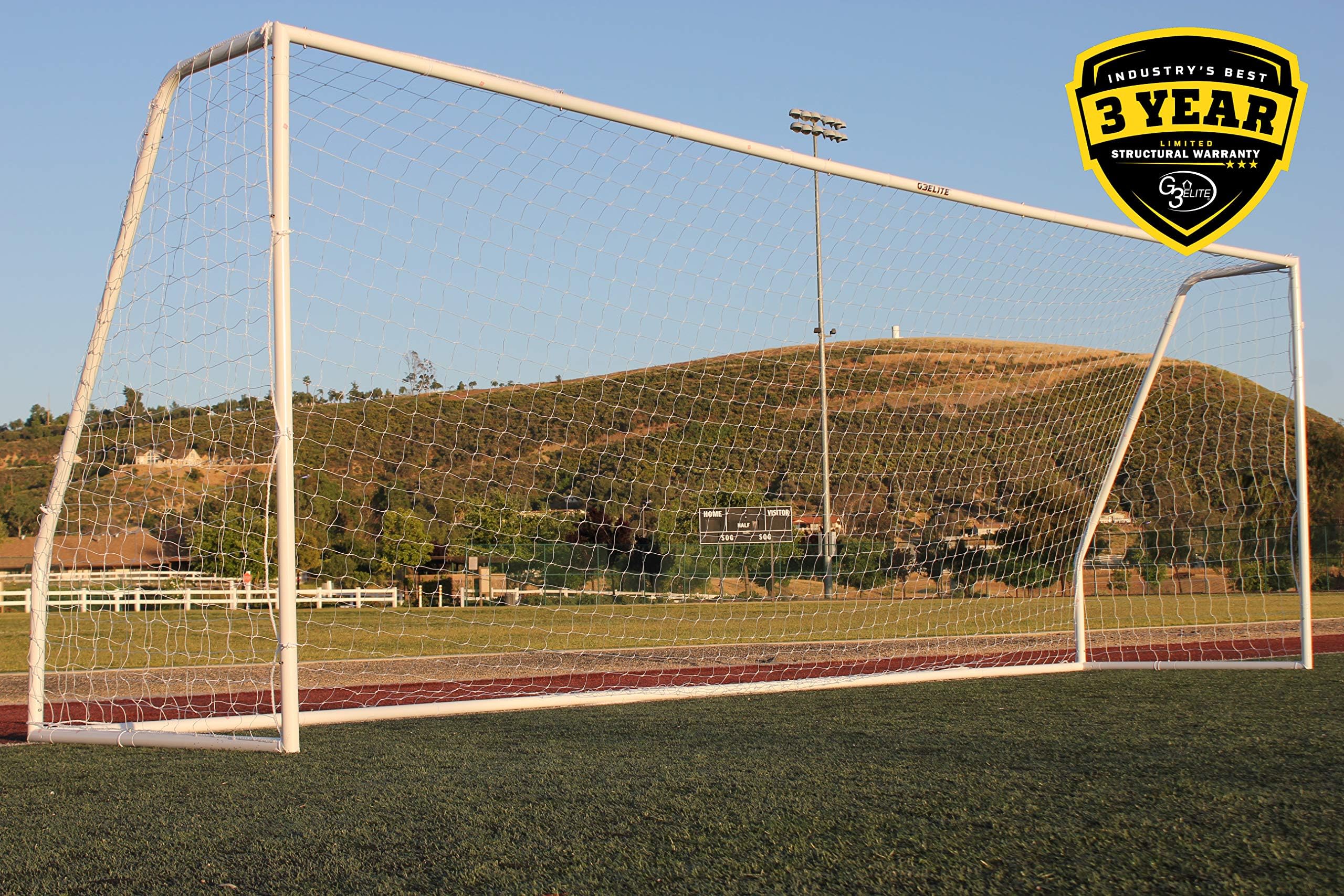 G3Elite Pro Soccer Goal - Official Regulation League & Tournament Sized - 24x8, 21x7, 18.5x6.5,12x6, 7x5 or 6x4 - Portable Goals - Exclusive Weatherproof Dipped Coating - 3 Yr Warranty!