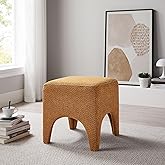 Arcrinte 17" Boucle Modern Square Foot Stool Ottoman, Vanity Stool for Makeup, Rectangle Foot Rest for Couch, Upholstered Ott