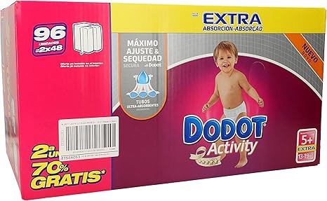 DODOT Activity extra pañales 13-19 kgs talla 5+ caja 96 uds: Amazon.es: Bebé
