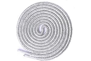 Olukssck 2 Pairs Glitter Metallic Shiny Shoe Laces, Round Sequin Shoelaces Shoestrings for Sneakers Boots