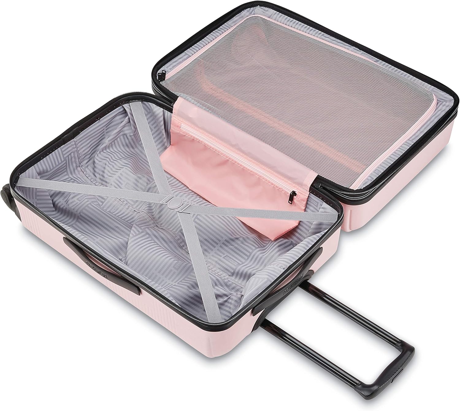  | American Tourister Stratum XLT Expandable Hardside Luggage with Spinner Wheels, Pink Blush, Carry-On 21-Inch | Carry-Ons